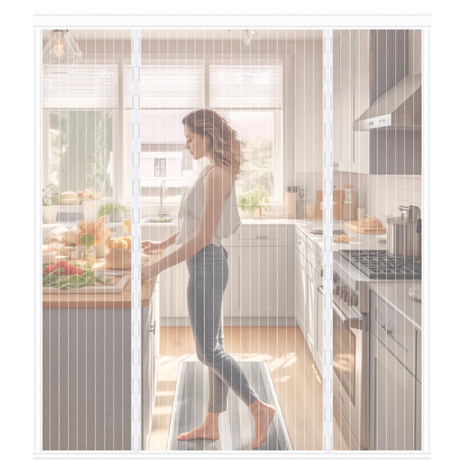 Fly Screens for Doors, 120x190cm Double Door Screen Curtain for Sliding Door with Powerful Magnets and Full Frame Magic Tape, Easy to Install Door Fly Screen Curtain, Keep Fly Bug Out — image 1