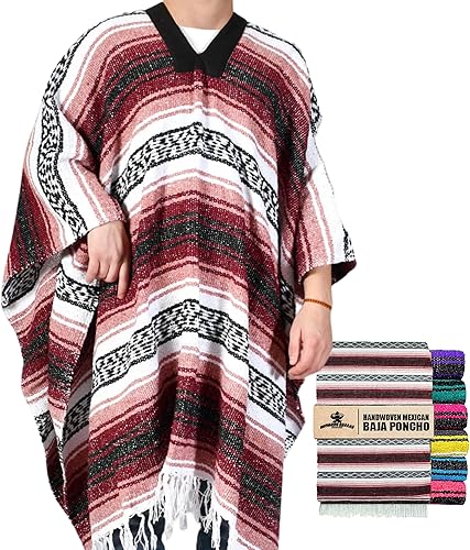 Poncho mexicano Baja Poncho 100 cálido y cómodo abrigo de invierno Sarapes Mexicanos
