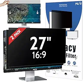 Peslv [Pacote com 2] Tela de privacidade de 27 polegadas para monitor de computador, proporção de 16:9, proteção para os olhos, proteção contra brilho de luz azul, filtro privado de 68.6 cm blackout