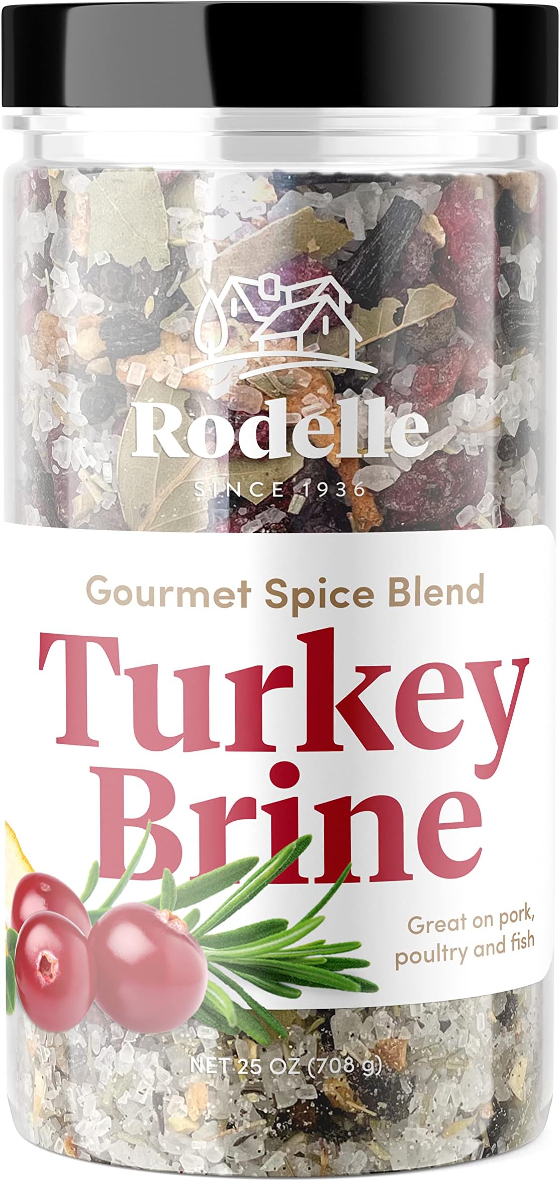 Rodelle Turkey Brine Gluten Free Gourmet Spice Blend Made in USA 25 Ounce