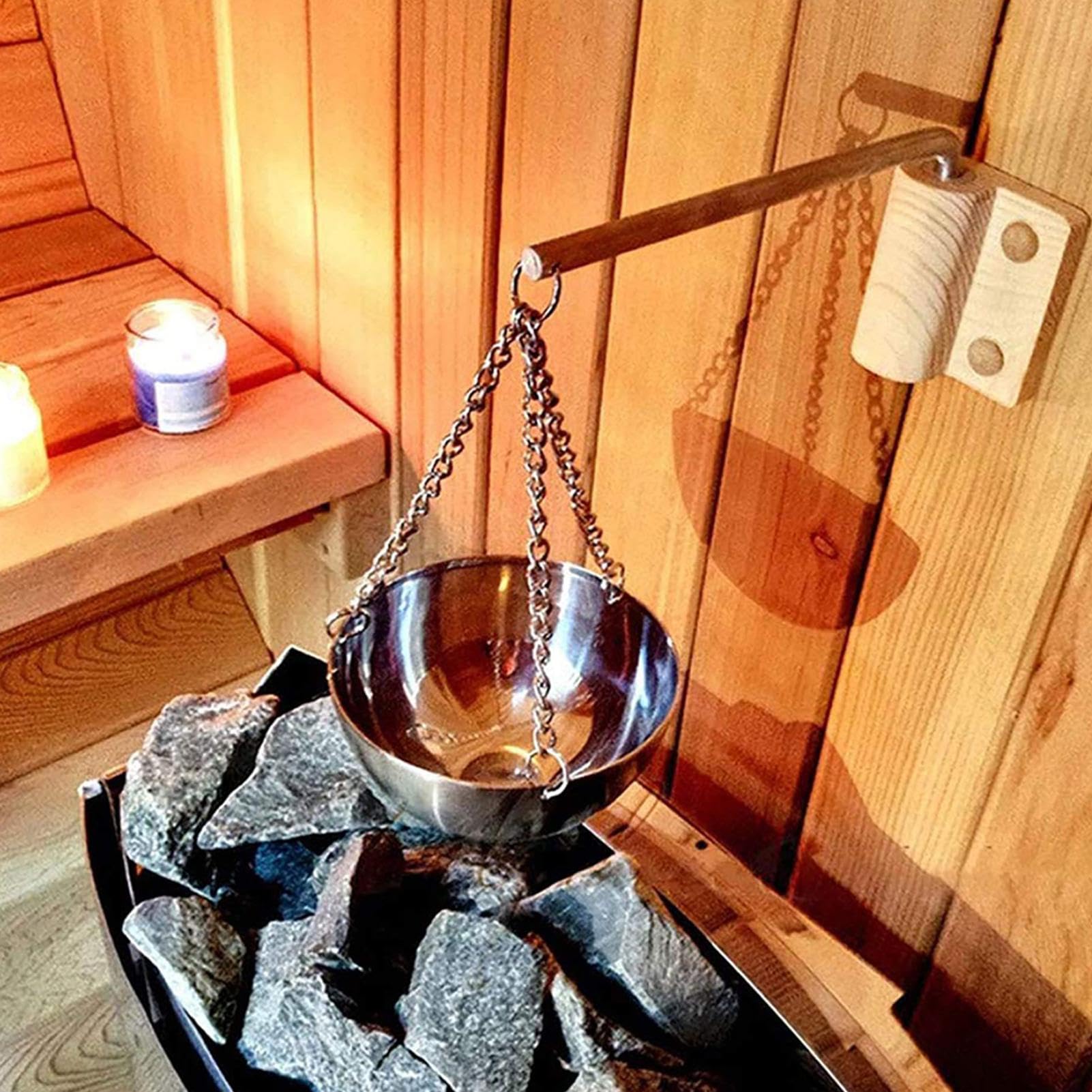 Cuenco para sauna de acero inoxidable, diámetro de 12 cm/20 cm, para sauna y cristales de mentol, 850 ml