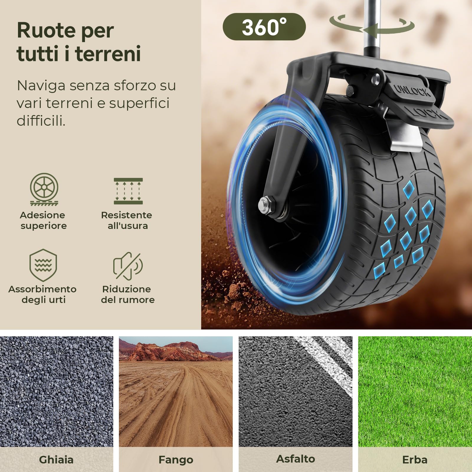 Carrello Spiaggia Pieghevole 200L 160kg, Carrellino con Ruote 84x48x100cm, Carriola da Giardino Dotata di Ruote Ffuoristrada Girevoli a 360°, Ideale per Campeggio, Spesa, Cani, Giardino e Spiaggia