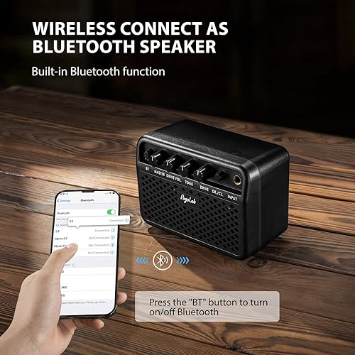 Miniatura 10 de POGOLAB Mini amplificador de guitarra, amplificador de guitarra eléctrica portátil pequeño de 5 W, efectos de limpieza y conducción, 2 canales,