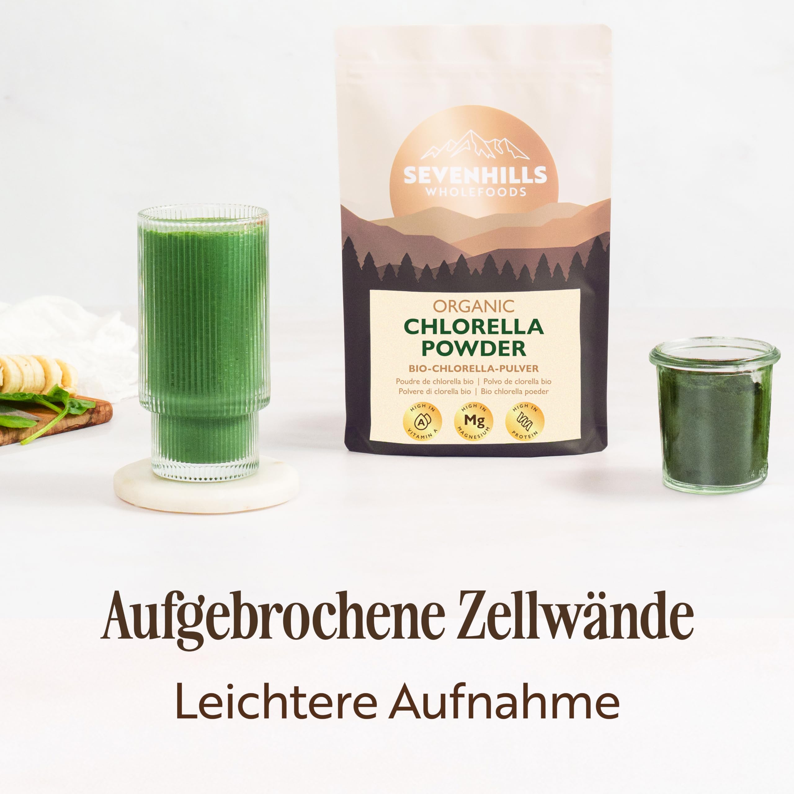 Sevenhills Wholefoods Chlorella Pulver Bio 500g, Gebrochene Zellwand, Natürliche Körperentgiftung, detox, photosynthesis