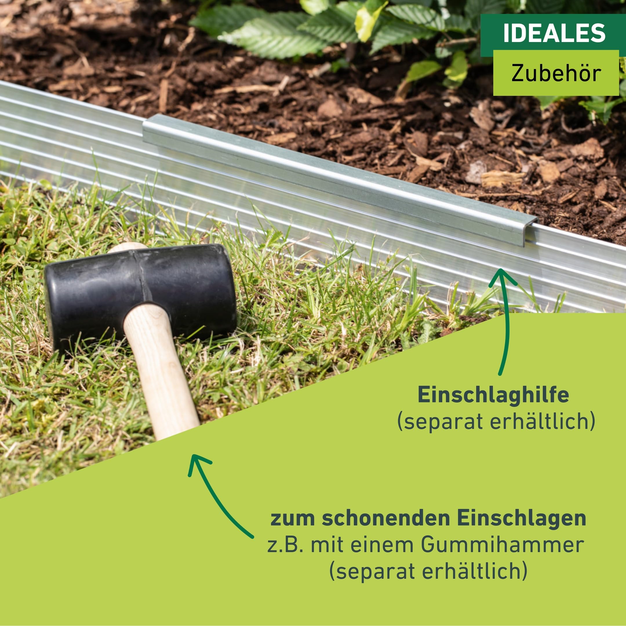 Windhager Rasenkantenband verzinkt, Raseneinfassung, Beeteinfassung, Beetbegrenzung, Mähkante, Rasen-Abgrenzung, flexibel, 5m x 15cm, 07458