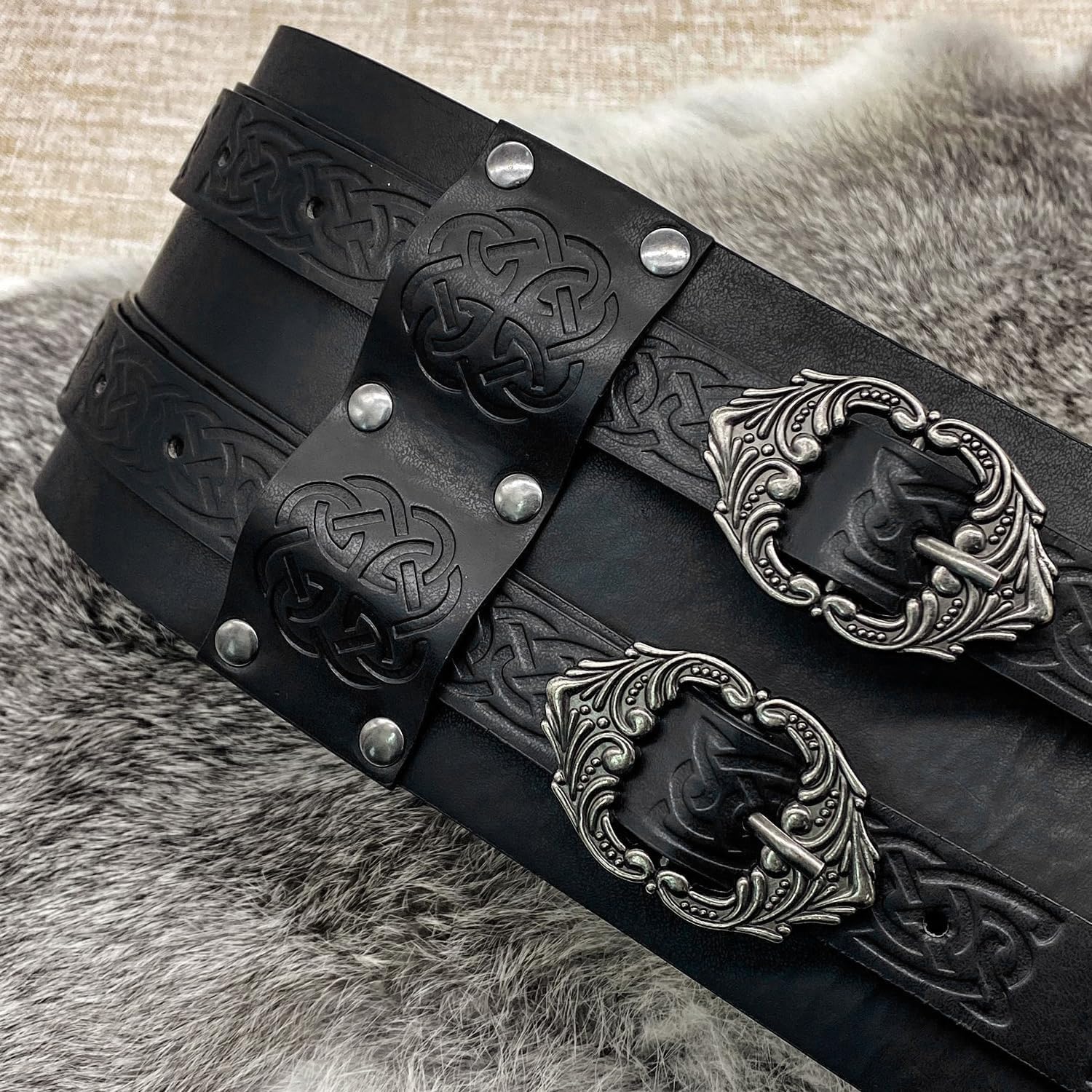 Joukavor Viking Belt Wide Leather Armor Belt Medieval Belt for Men Women LARP - Image 6