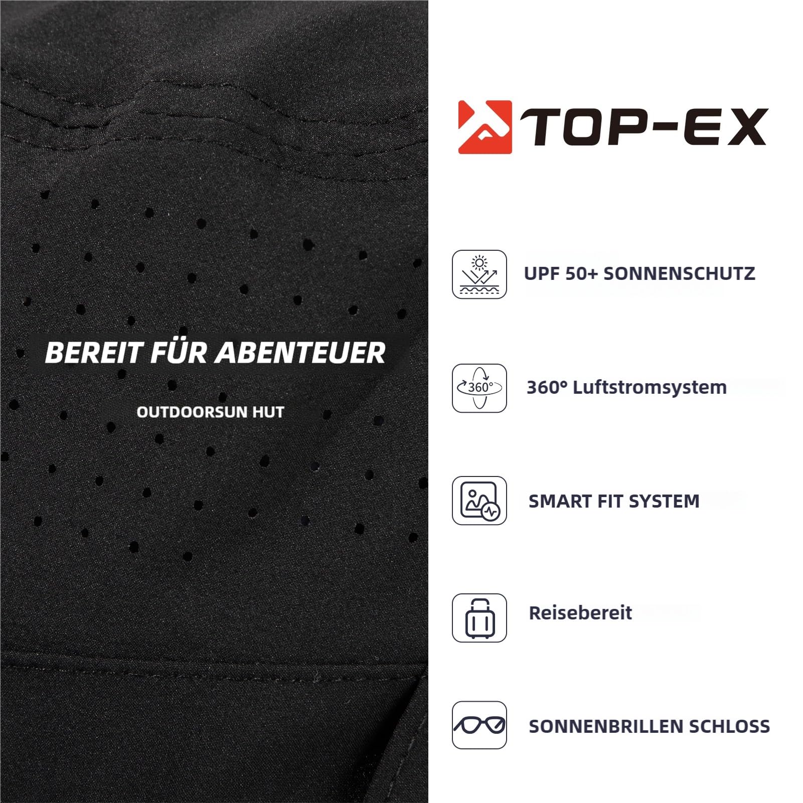 TOP-EX Sombrero para hombre y mujer, sombrero de safari para exteriores, para verano, senderismo, UPF 50+, sombrero de pesca con ala ancha, sombrero de lluvia y sombrero de cubo para el sol