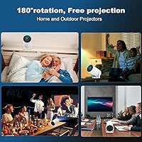 Vista 5 de Mini Projector, Support 4K 1080P Portable Projector with Dual Band WIFI6 5G Wireless 5.2 Bluetooth Android 11, 200 ANSI Lumens, 180° Rotatable, Auto