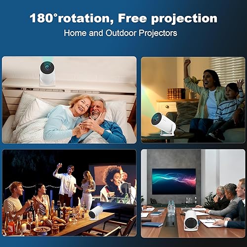 Miniatura 6 de Mini proyector, proyector portátil con WIFI6 y Bluetooth 5.2, compatible con proyector 4K 1080P, Android 11, 160 lúmenes ANSI, rotación de 210,