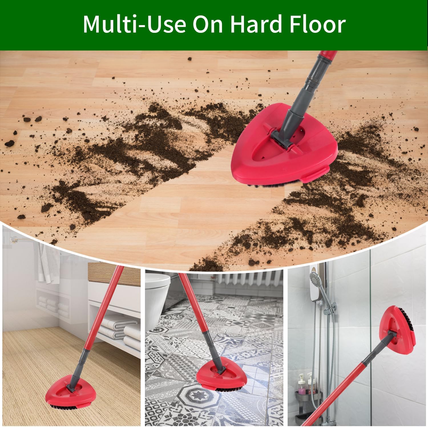 Reusable Microfiber Floor Mop System, for O-Cedar EasyWring 1 Tank System, Triangle Hard Bristle Cleaning Brush, Hard Bristle Cleaning Brush for Bathroom Kitchen Tile