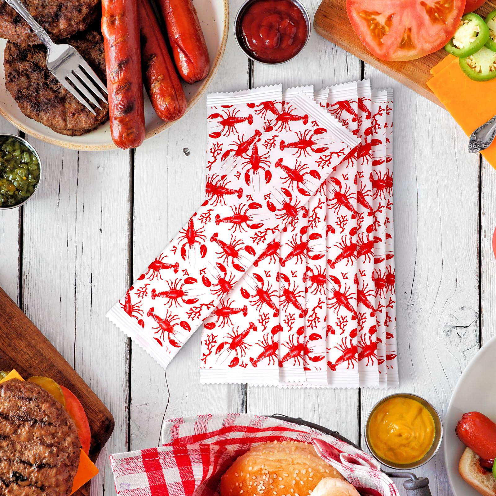 Siifert 250 toallitas húmedas para barbacoa, envueltas individualmente, prehumedecidas, para parrillas, barbacoas, catering, restaurante, boda, manos rápidamente (langosta)