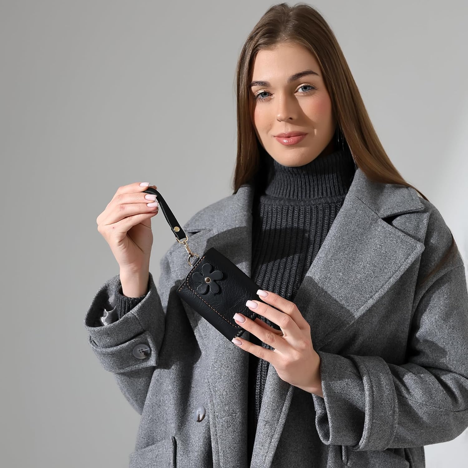 Genuine Leather Handmade Wallet for Women Cute Handstitched Zipper Coin Purse Money Credit Card Holder Wristlet Mini Pouch - Image 5