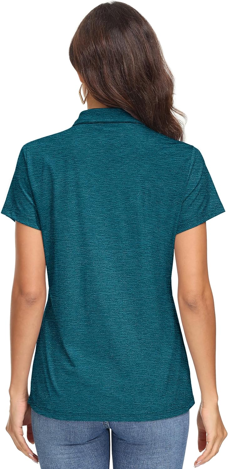 TACVASEN Polo Shirts for Women Short Sleeve Golf Shirts 4-Button Quick Dry Workout Tops Collared for Work Running Tennis - Image 2