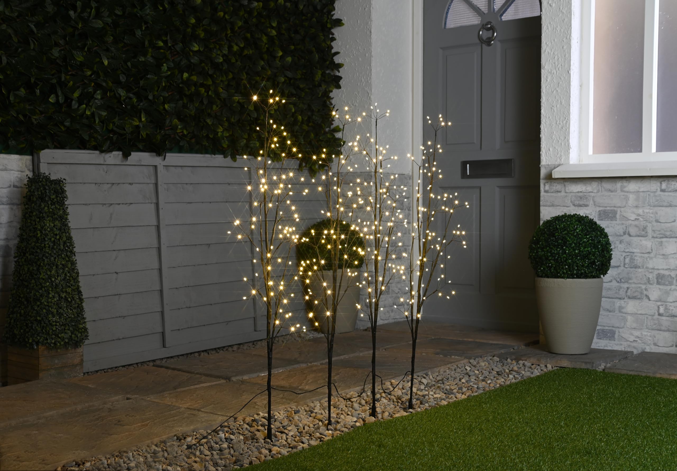 Festive Productions Set di 4 x 100 cm illuminato ramoscello Pathfinders – 384 LED bianco caldo – Illuminazione natalizia per interni ed esterni