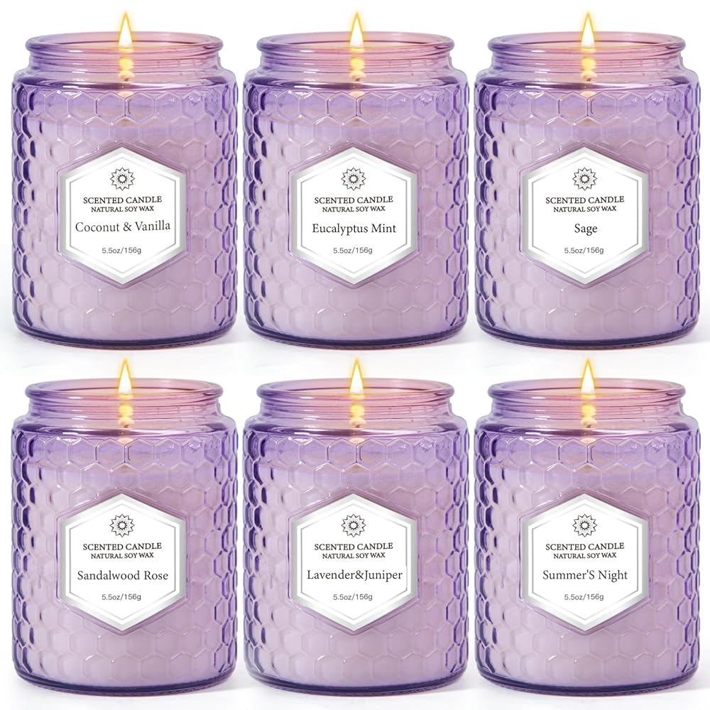 Candles for Home Scented, 6 Pack Aromatherapy Candles Gifts Sets for Women Birthday,33 oz Soy Wax 240 Hour Long Lasting Jar Candles for Christmas Thanksgiving Day