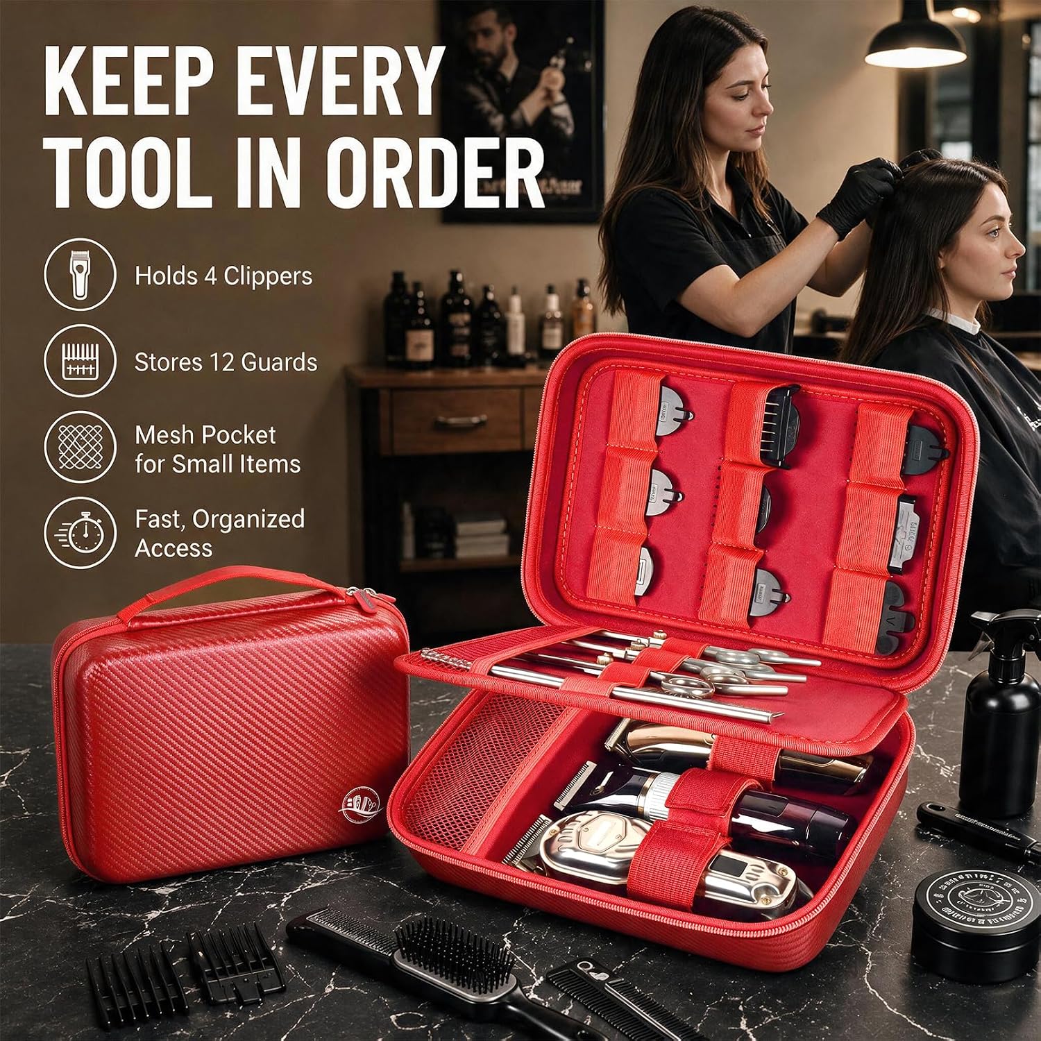 Boobowl Barber Accessories Bag for Clippers and Supplies, Hair Clipper Box image 3