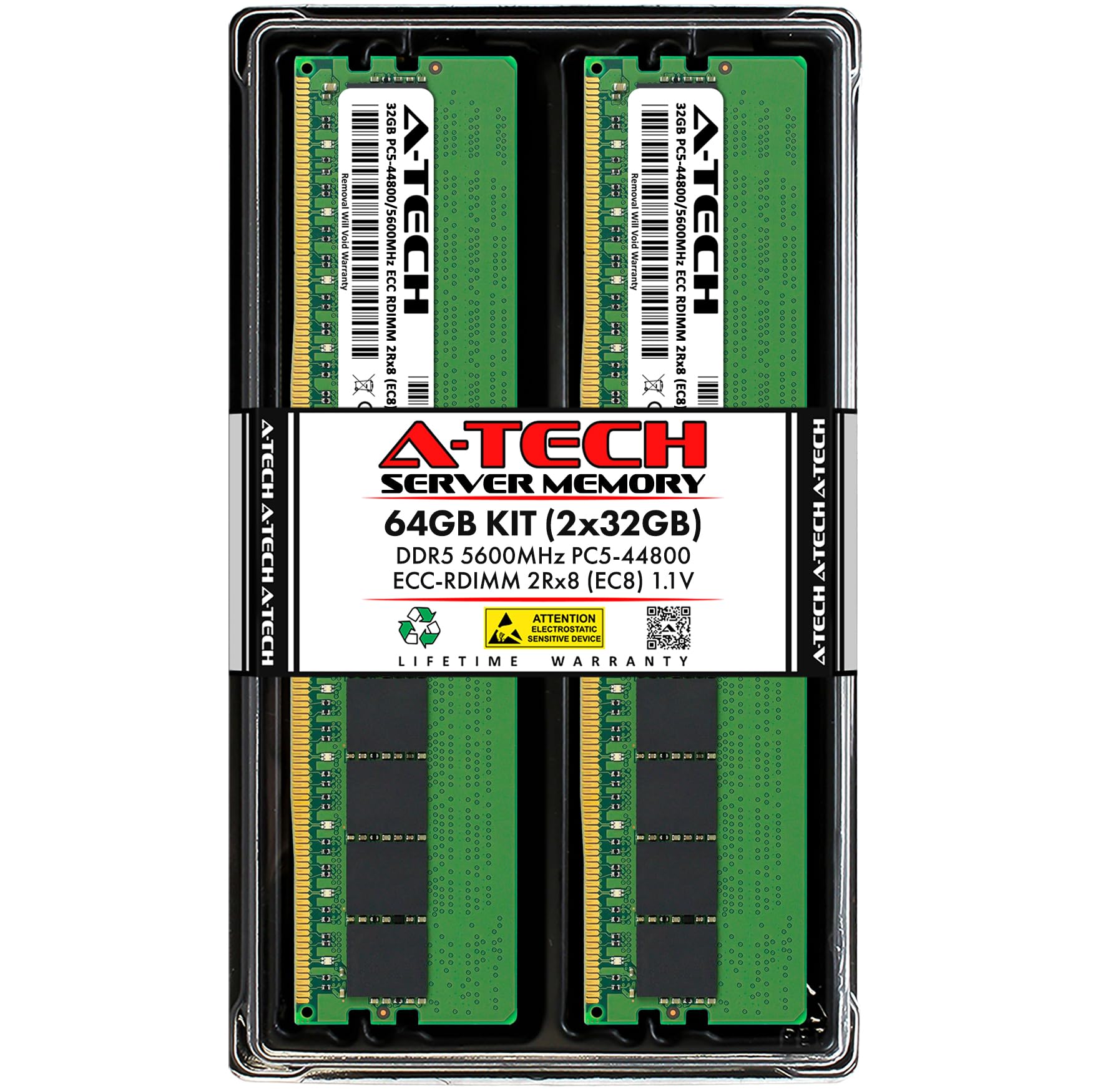 Amazon.com: A-Tech 64GB Kit (2x32GB) DDR5 5600MHz PC5-44800 ECC