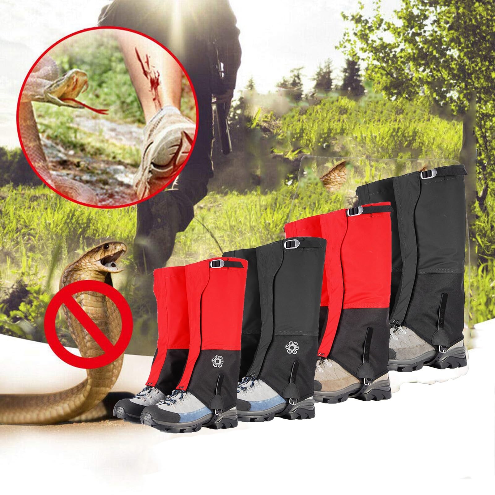 Guêtres de Jambe, Attaches de Fixation de Chaussures d'alpinisme Multi-Types, guêtres de Raquettes à Neige, guêtres d'extérieur, adaptées au Camping, à la randonnée et à la Raquette