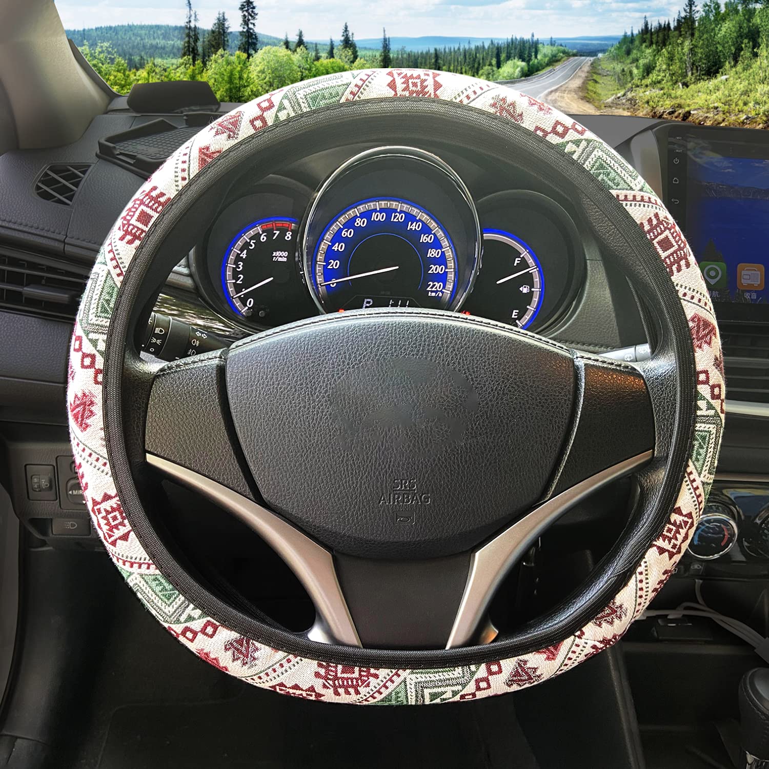 13 3/4 13.5 Inch Car Steering Wheel Cover for Toyota Honda Civic Chevy Bling for Women (Bohemia)