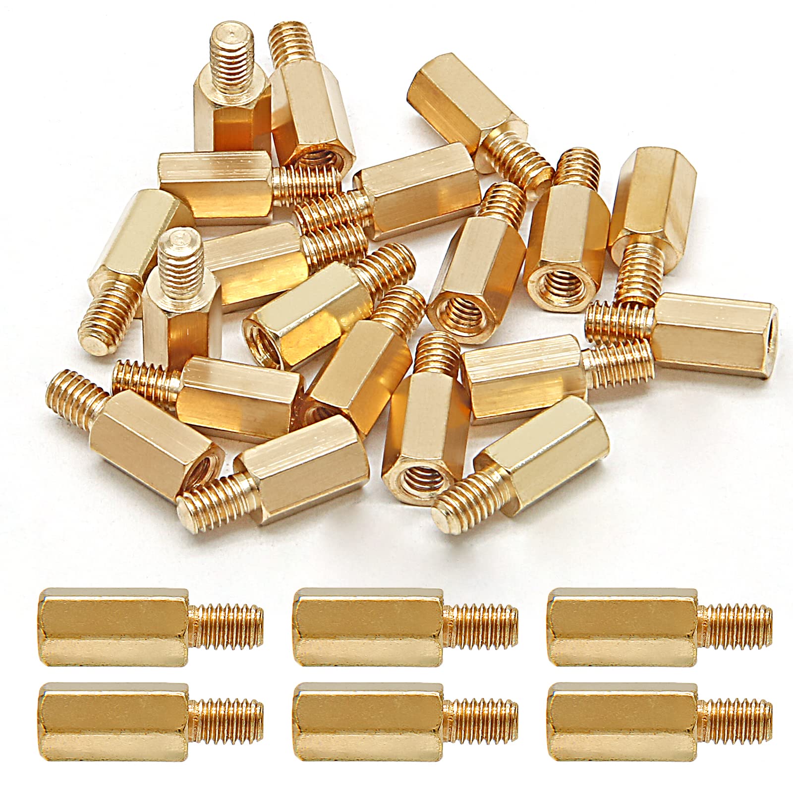 Kemcatui M4 x 10 + 6mm Male to Female Brass Hex Standoff, Brass Standoff Spacers Standoffs, Pillar Spacer Screws Nuts for Computer Electronic Machine Circuit Board - 20pcs-image-37