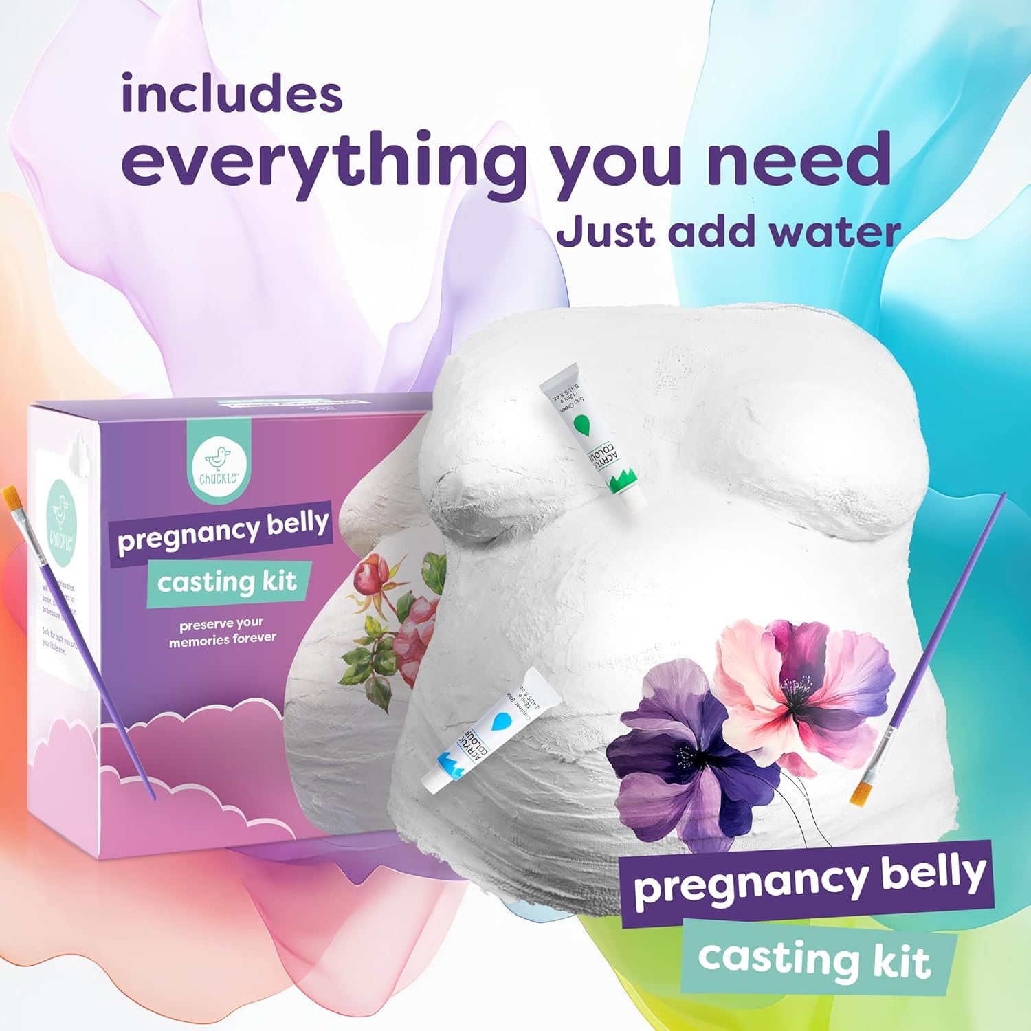 chuckle Belly Casting Kit Pregnancy – Create a Beautiful 3D Pregnancy Keepsake, Easy DIY Belly Mold for Expecting Moms, Celebrate Your Journey into Motherhood, Baby Belly Cast