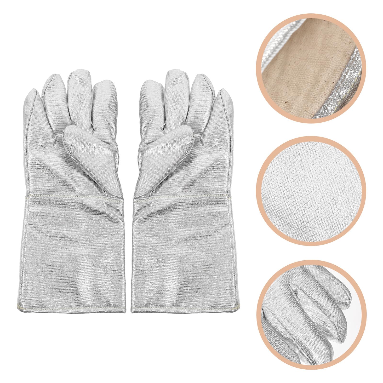 Hitzebeständige Hitzeschutzhandschuhe Flexible Gewerbliche Arbeitshandschuhe aus Aluminiumfolie 2 Stück mit Feuerfestigkeit für Schweißen und Backen