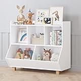 UTEX Toy Storage Organizer, Kids Bookshelf and Toy Storage with Legs, 5 Cube Storage Organizer, Children Bookcase for Kids Room, Living Room, Nursery,White