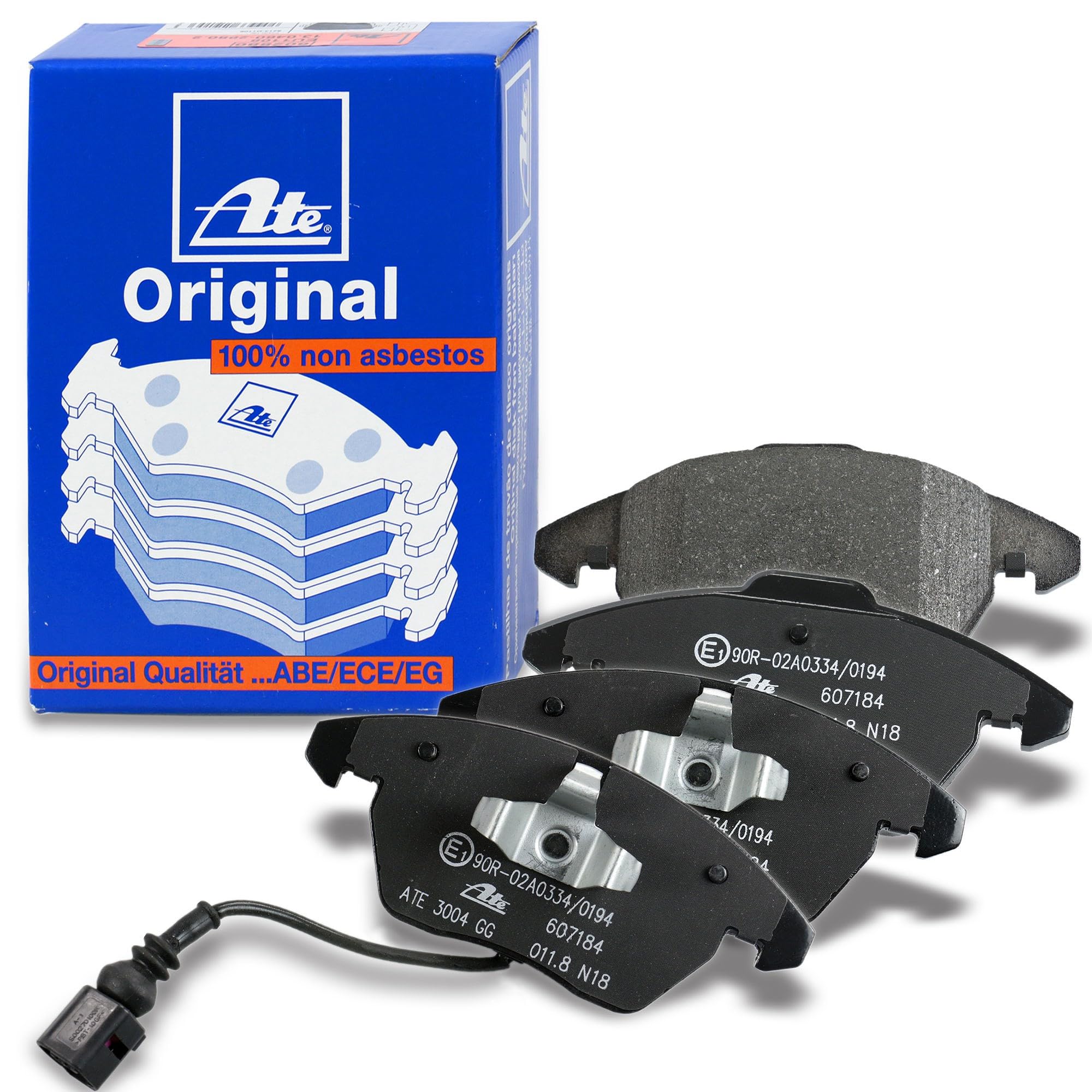 ATE Bremsenset inkl. Bremsscheiben vorne Ø 288 mm belüftet + hinten Ø 256 mm voll und Bremsbeläge vorne + hinten und Warnkontakt Kompatibel mit AUDI A3, SEAT, SKODA OCTAVIA, VW CADDY, GOLF, SCIROCCO