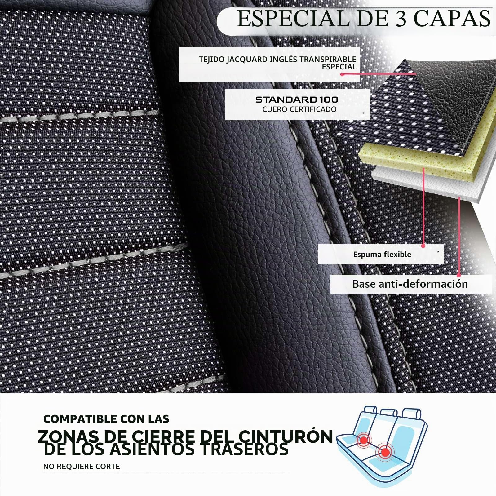 Fundas de asiento de coche universales – Accesorios para el interior de coches y SUV – Jacquard – Funda de asiento para coche, compatible con airbag, negro y gris, incluye kit de