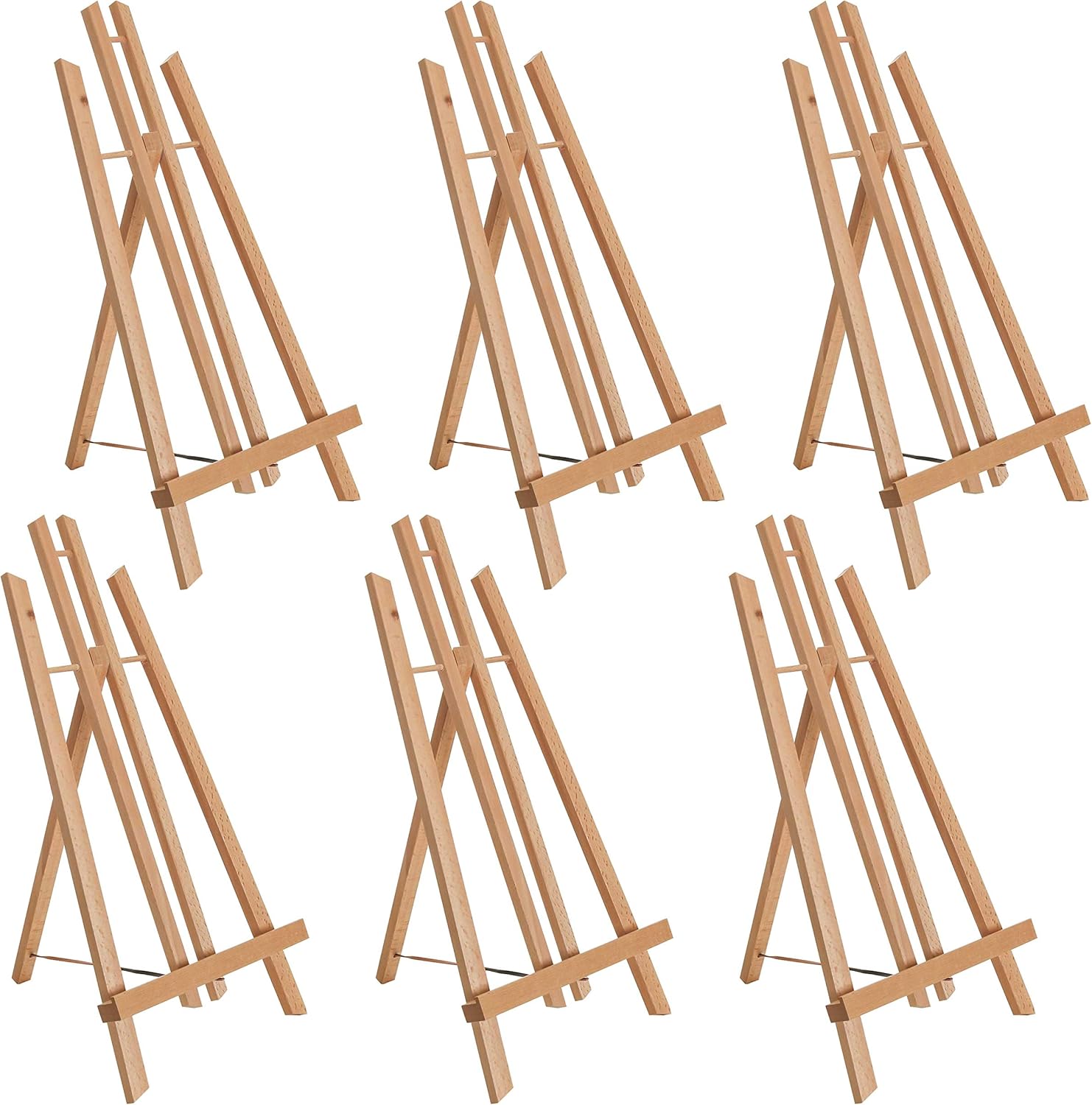 U.S. Art Supply 18" Large Tabletop Display Easel - Beechwood Artist A-Frame Display Stand, Wooden Easel for Painting, Canvas Stand, (Pack of 6) Classrooms Events Photo Picture Sign Holder