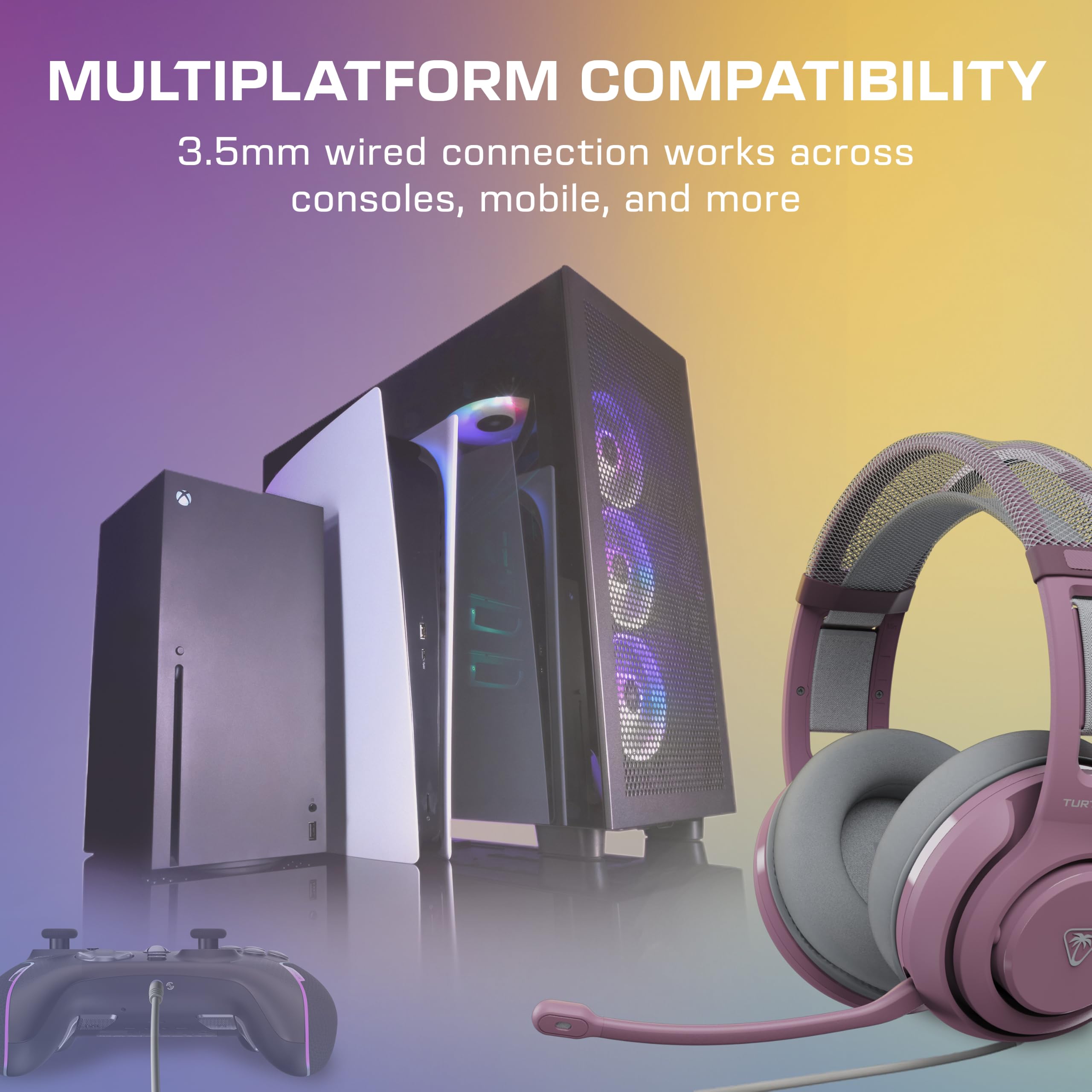 Turtle Beach Atlas 200 przewodowy wieloplatformowy zestaw słuchawkowy do gier do Xbox, PlayStation, PC z przyłączem 3,5 mm, sterowniki Nanoclear 50 mm, mikrofon z klapką do wyciszenia, poduszki z