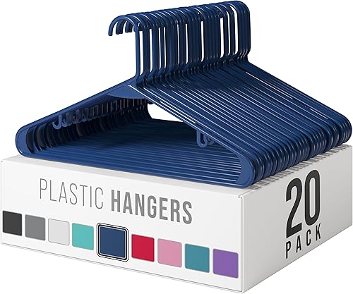 Vista 13 de Perchas de plástico para ropa, paquete de 20 unidades, ganchos de plástico color aguamarina, son perfectas para colgar abrigos y ahorrar espacio