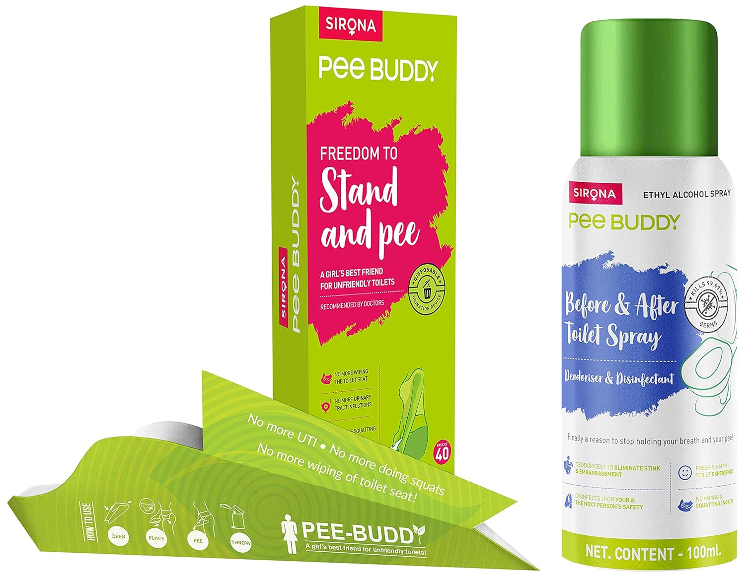 Peebuddy Disposable Female Urination Device Portable, LeakProof Stand