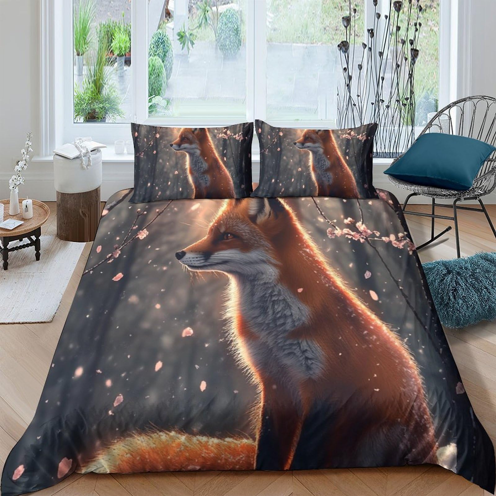 Ctjqhvkz Style-9 3D Printed Forest Fox Fitted Sheet Microfiber Soft Brown Animal Mattress Cover For Bedroom Guest Room Dorm Mattress Protection Single（135X200cm）