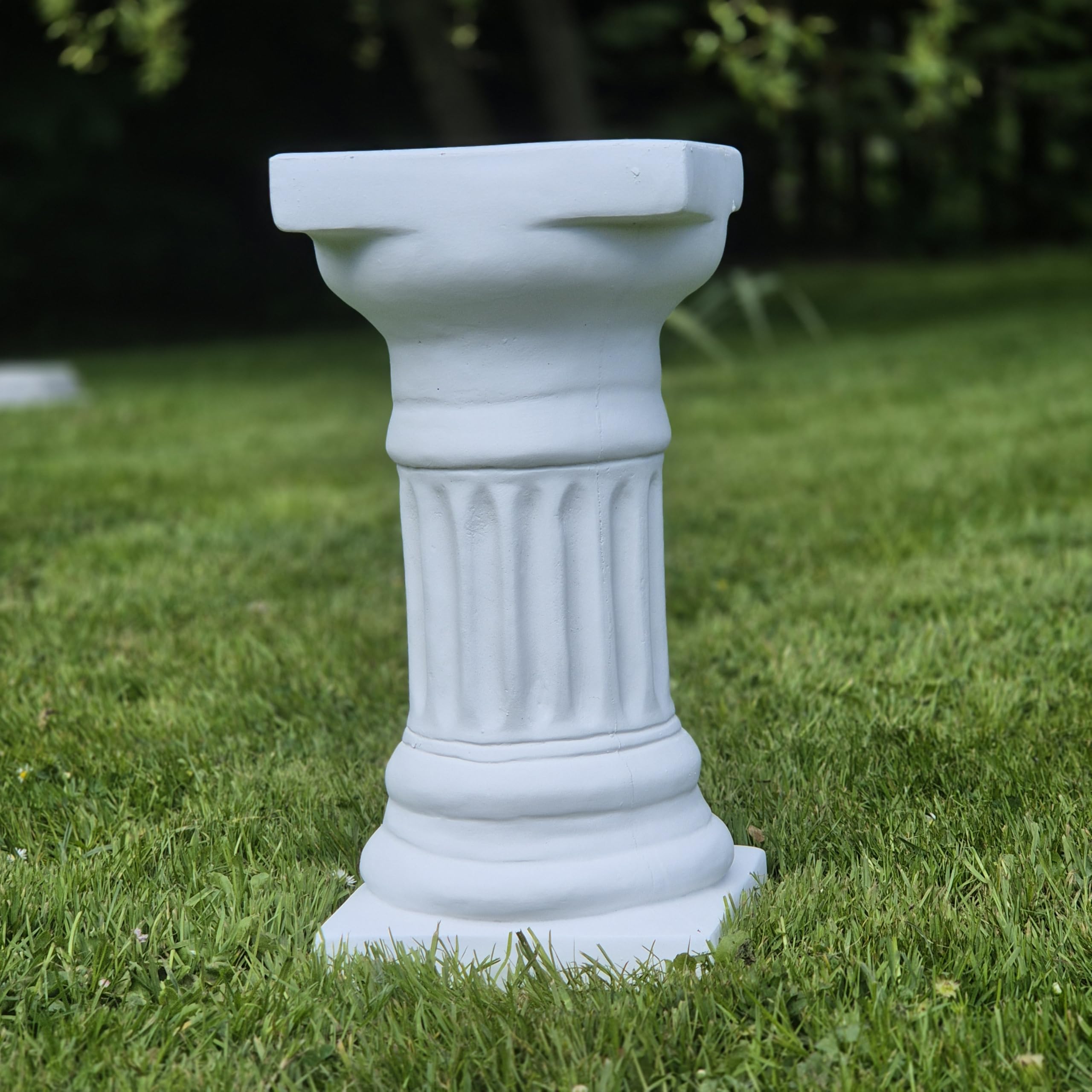 FABRIQ Doriische Colonne en pierre, blanche, hauteur 39 cm, surface au sol 18 x 18 cm, décoration de jardin, colonne de plantes, socle résistant aux intempéries