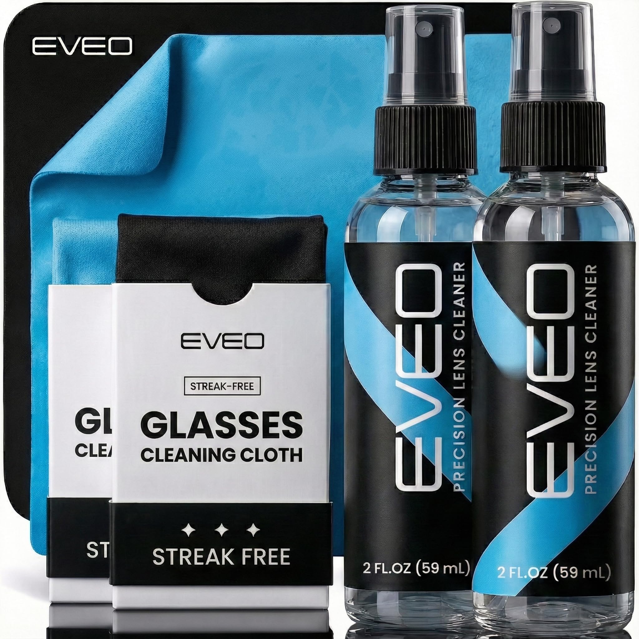 Eyeglass Cleaner Spray - Glasses Cleaner No Streaks Technology & Microfiber Cleaning Cloth - Glasses Cleaning Kit, Eye Glass Cleaners Spray Lens Cleaner - Screen & Eye Glasses Kit - 2 Pack