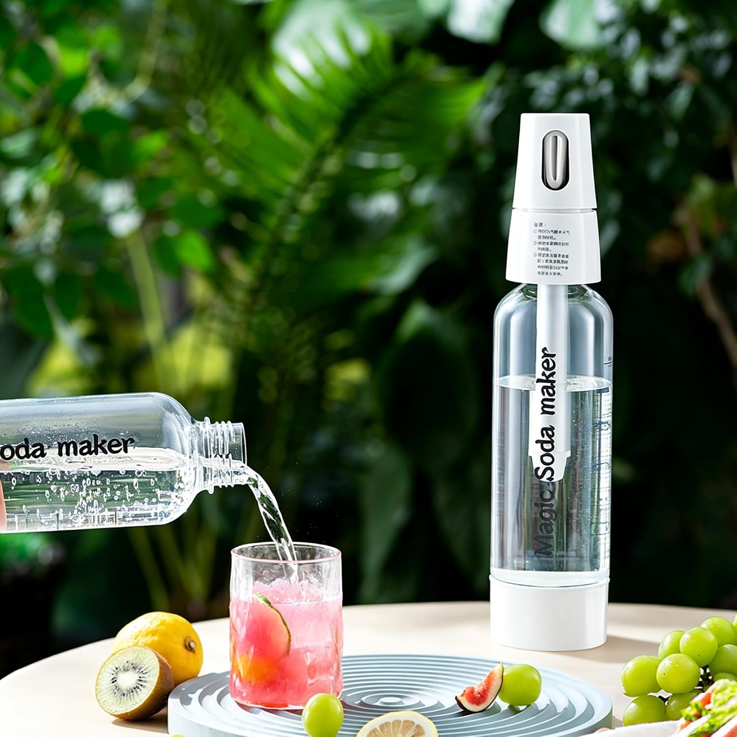 Soda Siphon 1L,Portable Sparkling Water Maker,Compact Carbonated Water Machine for Flavored Drinks Reusable Beverages Machine Kit,Travel Soda Machine for Home & Outdoor