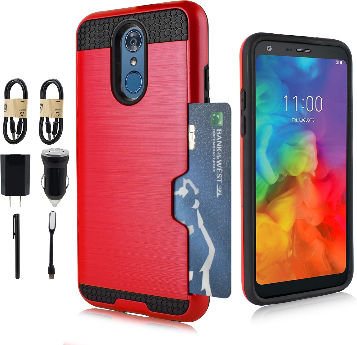 LG Q7 Case, LG Q7 Plus Case, [Brushed Texture] [Credit Card