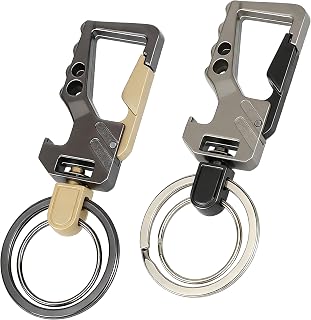 ecocstm 2 PCS Key Chain, Carabiner Clip Car Key Chains, Carabiner for Keys | Car Accessories Heavy Duty Tactical Key Chain with Bottle Opener and 2 Key Rings fo