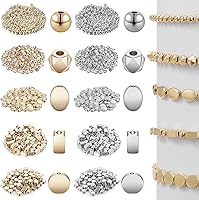 Vista 1 de 1800 cuentas doradas para hacer joyas, cuentas espaciadoras surtidas, cuentas de cubo en forma de Rondelle, cuentas de columna de tubo, cuentas