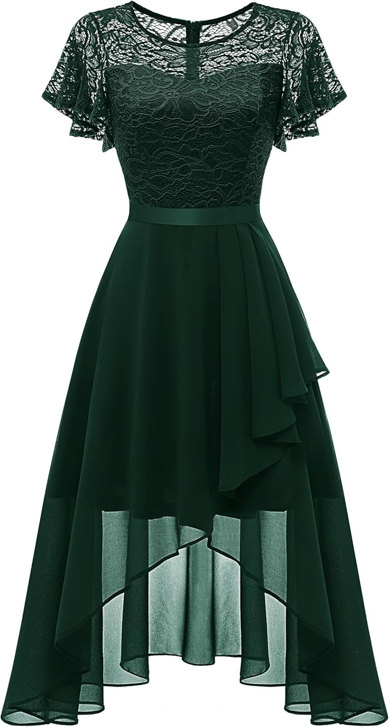 Wedtrend Women's Formal Wedding Guest Dress Ruffle Bridesmaid Dress Flutter Sleeve Prom Dresses for Teens