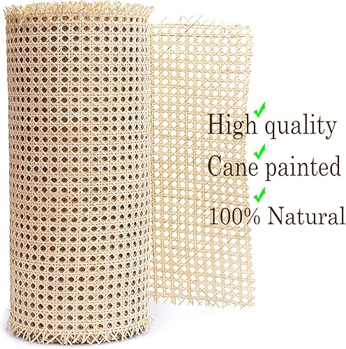 Miniatura 2 de Caña de malla pretejida de 14 pulgadas de ancho, rollo de cincha de caña de ratán, tejido abierto, malla de mimbre para gabinete, puerta