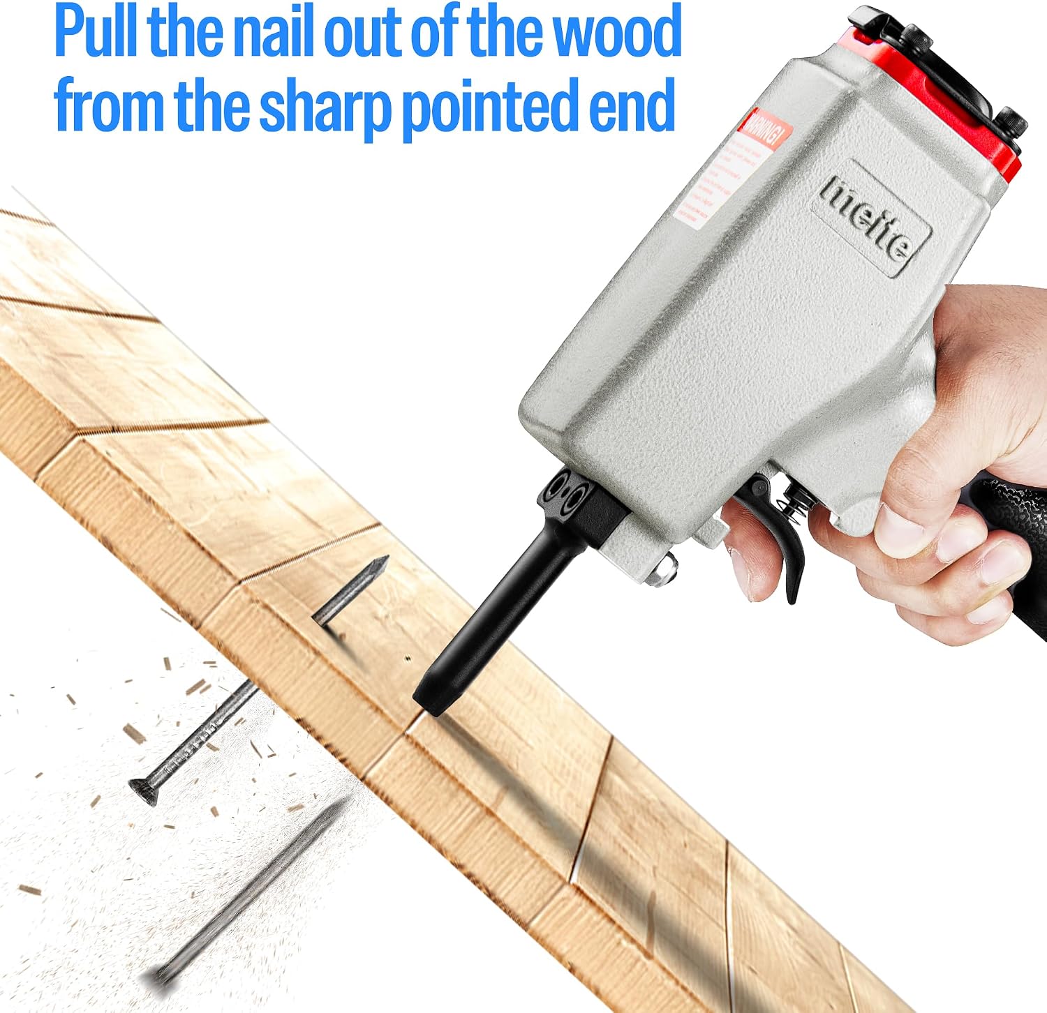 meite Pneumatic Nail Remover, Professional Heavy Duty Air Punch Nailer Denailer Gun Removes 9-16 Gauge Nails 46-70mm, Pallet Nail Puller Extractor Tool for Wooden Furniture & Reclaimed Wood (T50SC-B)