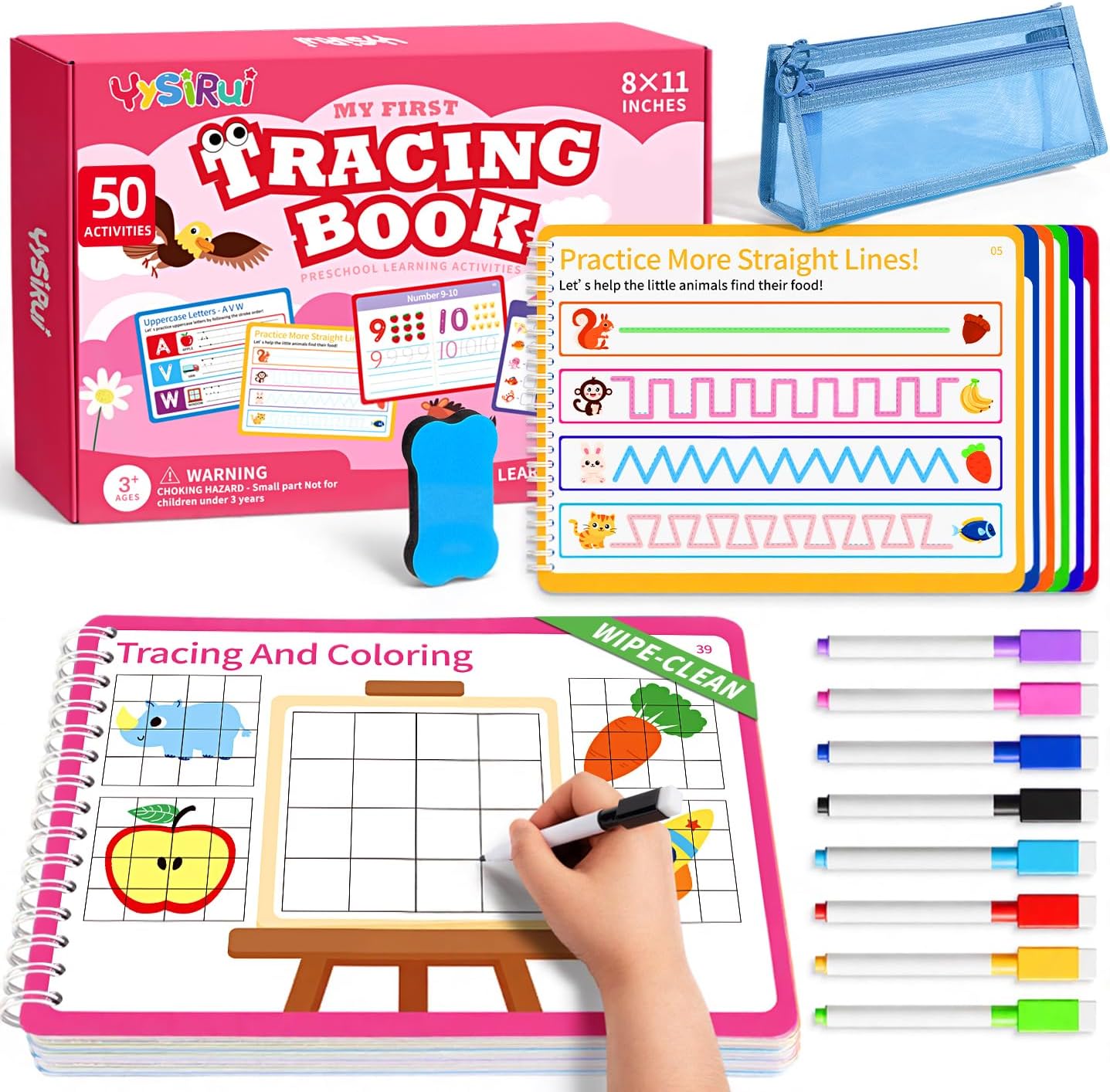 Preschool Learning Activities, Tracing Books for Kids Ages 3-5, Toddler Handwriting Practice Busy Book, ABC Alphabet Letter Number Tracing, Pre-K Kindergarten Workbook Activity Book for 3 4 5 Year Old