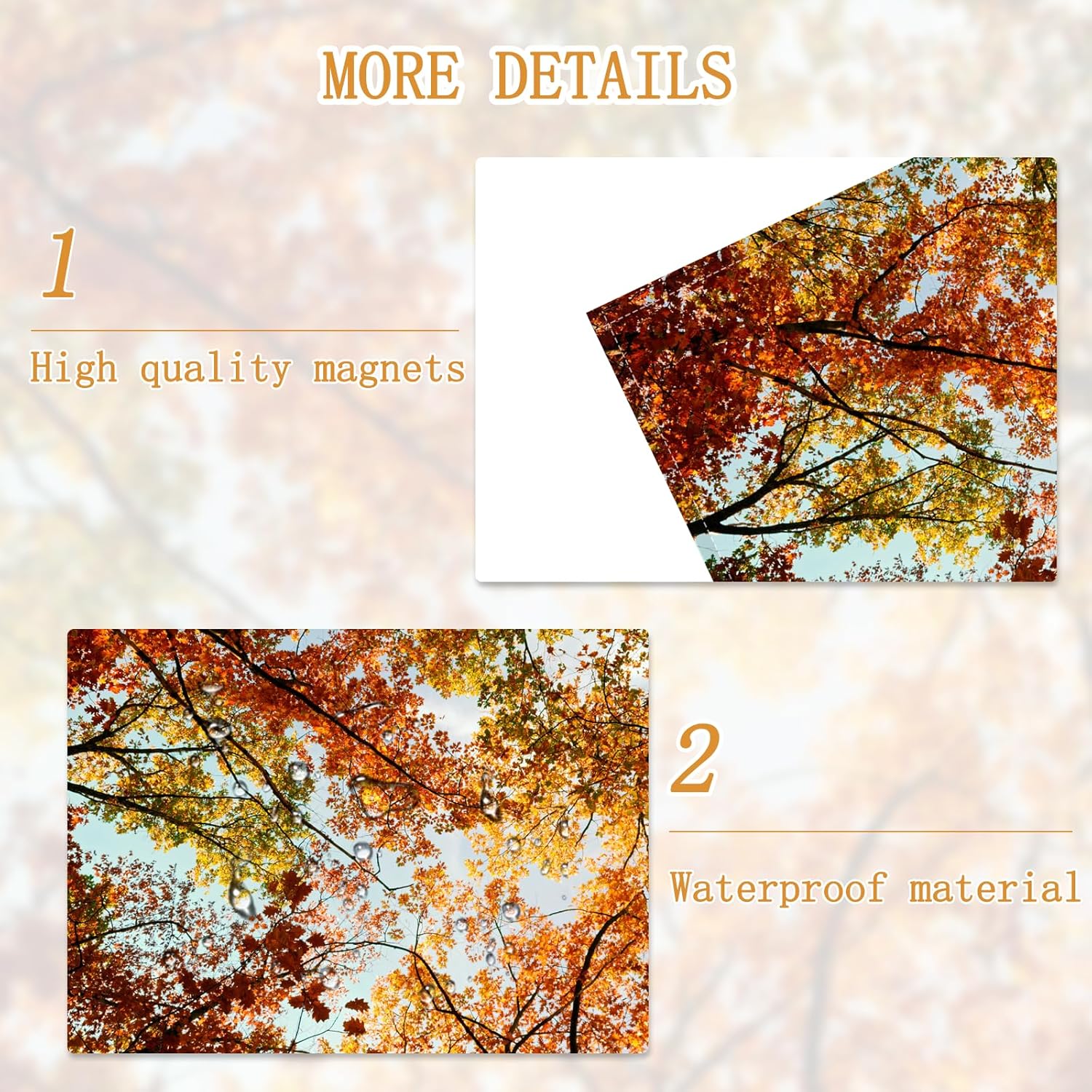 4 Pack Fluorescent Light Covers for Ceiling Lights -Magnetic Cloud Cover for Fluorescent Or LED Fixture 2ft x 4ft Classroom,Home,Office Decoration Filters Overhead Lighting-Autumn leaves