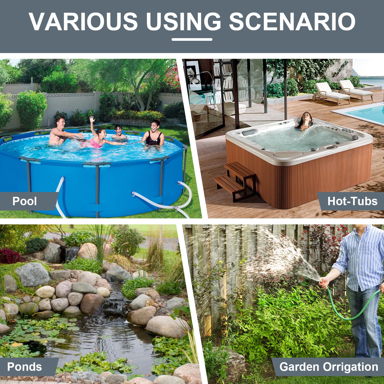 EFUTURETIME Pompa per Acquario 25W 800l/H Pompa Acqua Sommergibile Silenziosa con 1m Tubo Flessibile 3 Ugelli, Pompa per Laghetto Fontana da Interno per Giardini Piscina Idroponica Acquari