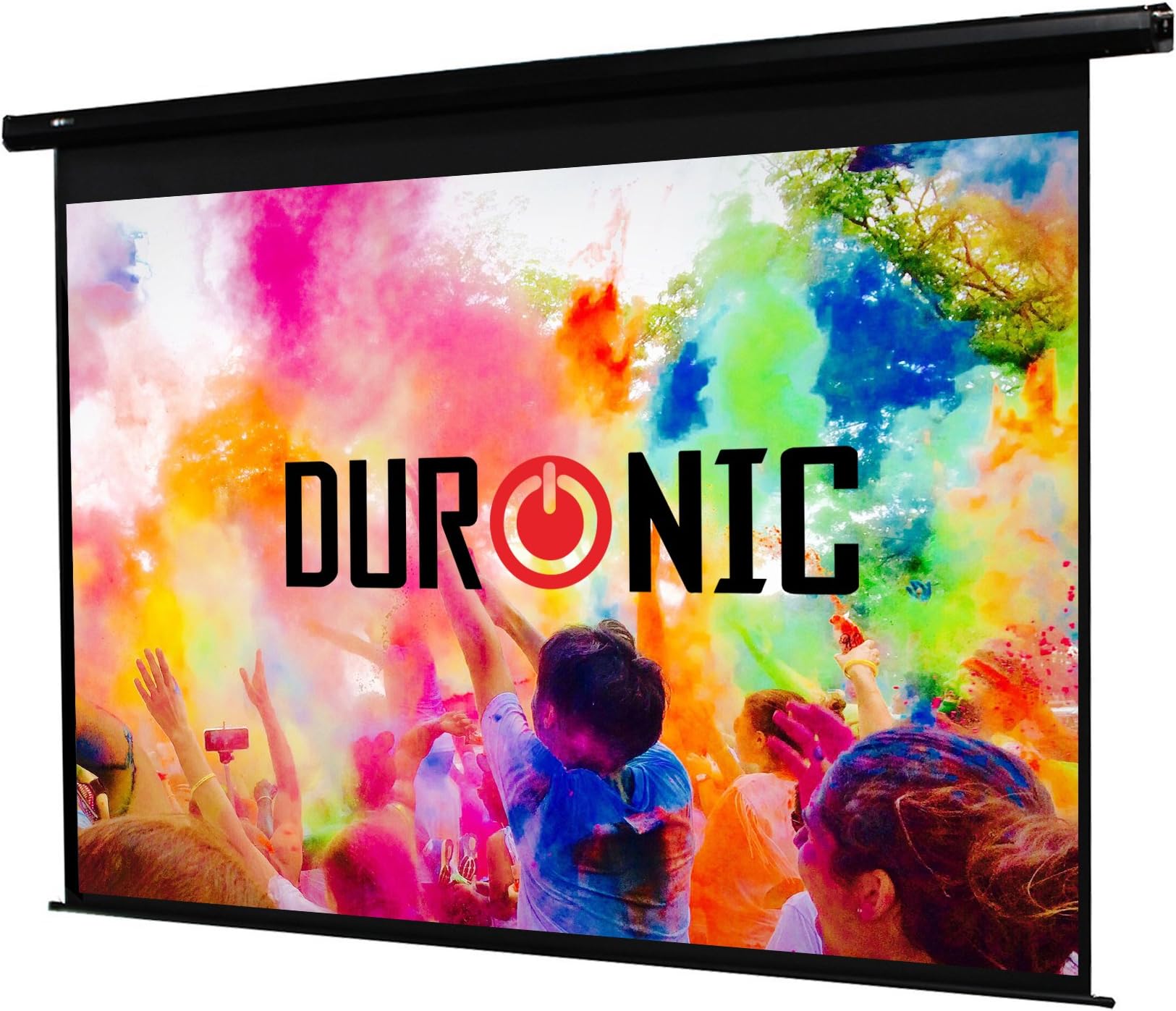 Duronic Projector Screen EPS60 /43 Electric Projection Screen 60 Inch for Home Cinema School Office 4:3 Ratio Matt White Wall Ceiling Mountable HD 3D UHD 4K