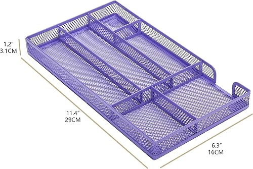 Miniatura 3 de Annova Bandeja organizadora de cajones de escritorio para organización de oficina, malla metálica, bandeja de almacenamiento con separadores para