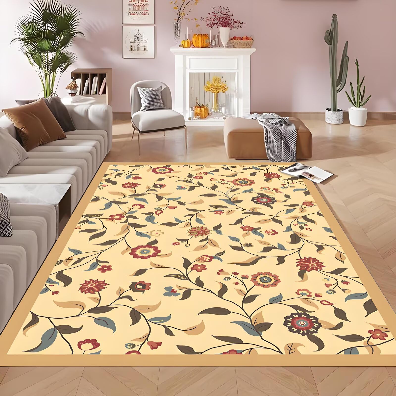 Tapis antidérapant 180x280 de cheminée et grand salon lavable