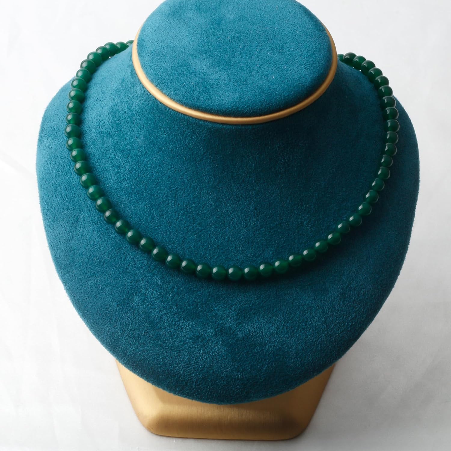 Kakikaki Natural Agate Choker Necklace Sterling Silver Round Beads Strand Necklace for Women - Image 5